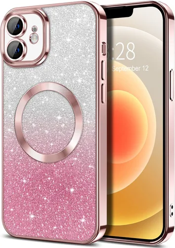 Vista 160 de Hython Funda para iPhone 13 Pro transparente con purpurina magnética [compatible con MagSafe] Protector completo de lente de cámara delgado