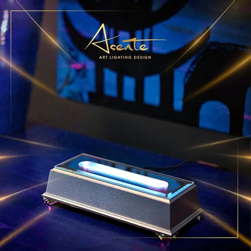 Vista 9 de Pedestal de 5 luces LED – Base programable de satén negro mate con alimentación AC/USB – para arte de cristal 3D – Trofeo, Orbe y bases de luz