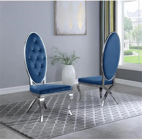 Vista 2 de Best Quality Furniture SC59 Sillas auxiliares (juego de 2), azul marino
