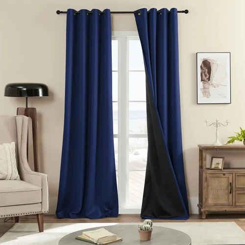 Vista 25 de Rutterllow - Cortinas 100% opacas, paneles de cortina con ojales, aislamiento térmico y bloqueo de luz para habitación y sala de estar