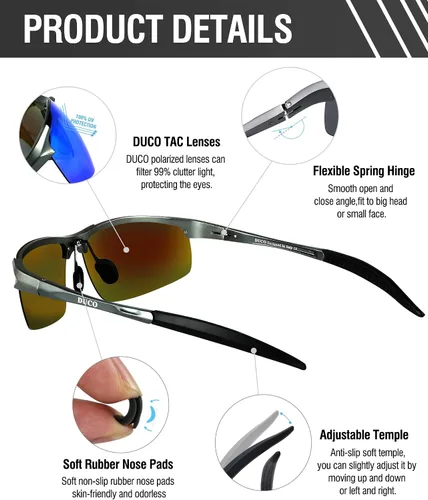 Vista 4 de Duco - Gafas de sol deportivas polarizadas para hombre con protección UV 8177s