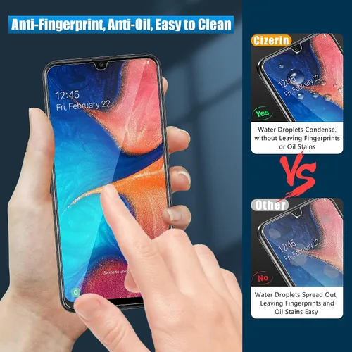 Vista 3 de Protector de pantalla de vidrio templado para Samsung Galaxy A20 y protector de lente de cámara, antihuellas dactilares, a prueba de roturas