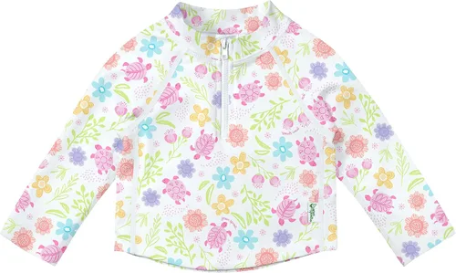 Vista 8 de green sprouts Camiseta de manga larga con cremallera para niño Rosa Claro Flores Grandes
