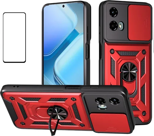 Vista 19 de Funda para Motorola Moto G 5G 2024 con protector de pantalla, funda protectora con protector de cámara, funda protectora con función atril para Moto