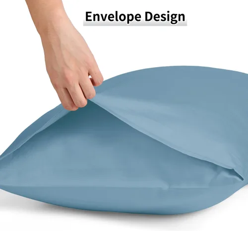 Vista 5 de Warmstar - Juego de 2 fundas de almohada de algodón tamaño estándar, 600 hilos, fundas de 20 x 26 pulgadas, algodón suave de fibra larga Placid Blue