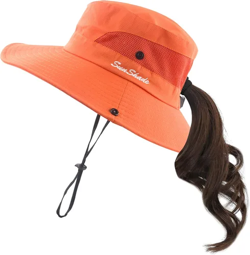 Vista 8 de Muryobao - Gorro de pesca para mujer, protección UV, plegable, con borde ancho