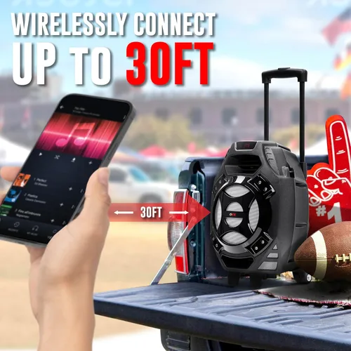 Vista 7 de QFX PBX-61081BT/RD bocina Bluetooth portable para fiestas Plateado