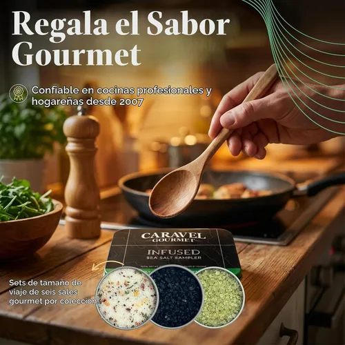 Vista 2 de Caravel Gourmet Muestra de sal marina infundida, sales de cocción de 6