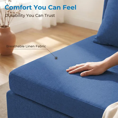 Vista 4 de Mjkone Sofá cama extraíble tamaño individual de 43 pulgadas de ancho con sofá cama extraíble, sofá individual convertible 2 en 1 con almohadas