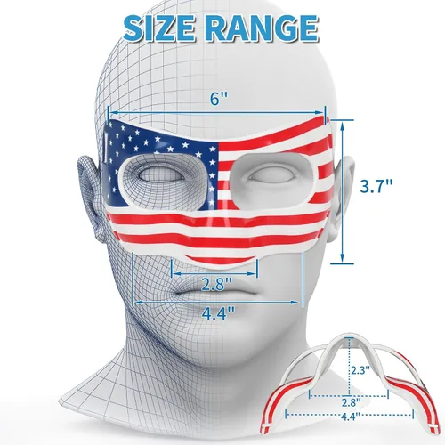 Vista 4 de QK01US - Protector de nariz para nariz rota, máscara de protección facial, máscara ajustable de bandera estadounidense, media máscara de mascarada