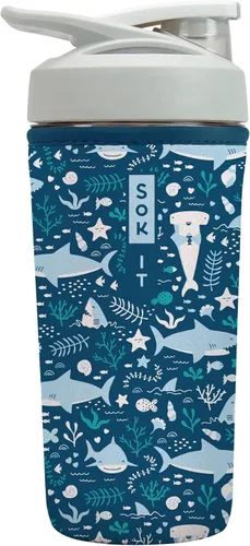 Vista 18 de Sok It BotlSok Botella Mezcladora de Proteínas con Funda Aislante de Neopreno (Floral Abstracto, Se Ajusta a Mezcladoras de 24oz)