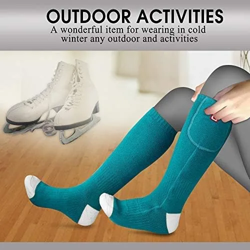 Vista 3 de Calcetines eléctricos con calefacción recargables alimentados por pilas para hombres y mujeres kit de calcetines gruesos de invierno con aislamiento