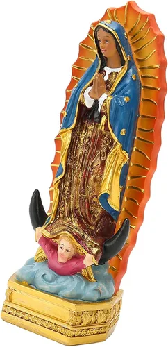Vista 5 de Estatua de Guadalupe, hermosos detalles estatua cristiana elegante pintada a mano para el hogar