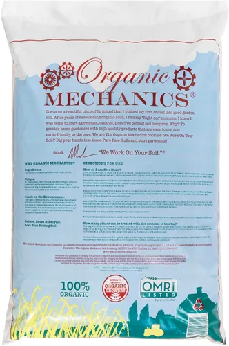 Vista 2 de Organic Mechanics Puros cascos de arroz, 2 pies cúbicos - Alternativa sostenible a la perlita - Mejora el drenaje, la porosidad y el espacio de aire