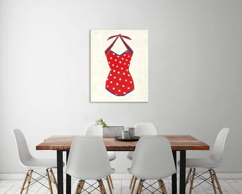 Vista 2 de Jaxson Rea "Retro Swimwear II Newsprint Gallery Wrapped Canvas by Emily Adams, 12" x 15