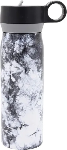 Vista 8 de BUILT Botella de acero inoxidable aislada al vacío de doble pared con tapa con pajilla, 20 onzas de boca ancha, teñido anudado de anochecer