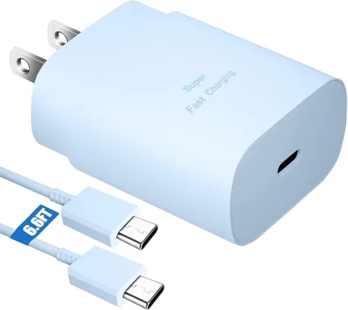 Vista 14 de Kit de cargador súper rápido tipo C, bloque de cargador de teléfono Android PD de 25 W PD USB C y cable de carga C de 5 pies, cable de carga rápida