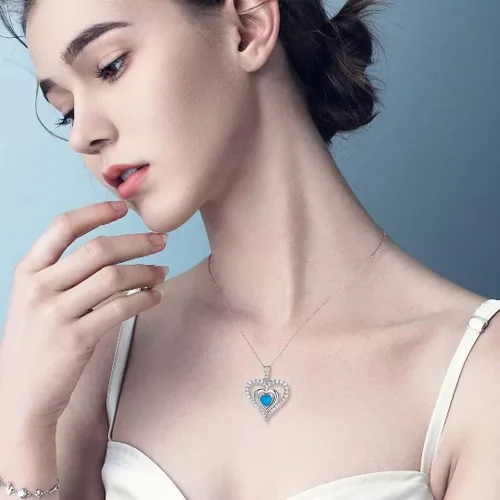 Vista 2 de supermodel Cross Birthstone Necklace for Women 925 Sterling Silver Birthstone Heart Pendant Necklace Jewelry Birthday Gifts for Girls Mom Daughter