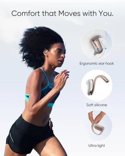 Vista 2 de Auriculares de oreja abierta, 0.28 onzas, ligeros, de próxima generación, Bluetooth 5.4, conducción de aire, auriculares inalámbricos con graves