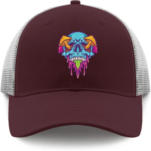 Vista 9 de devor Hat Psychedelic Skull Magic Mushroom Baseball Cap, Funny Dad Hats for Women