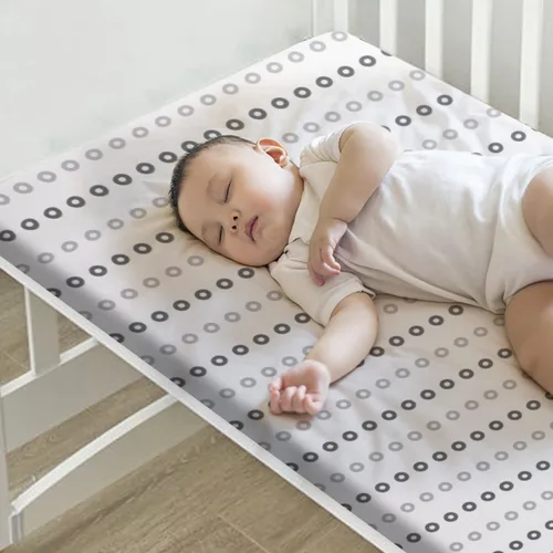 Vista 6 de MooMoo Baby Paquete de 2 sábanas de colchón impermeables para cuna, transpirables e hipoalergénicas, para cuna de 52 x 28 pulgadas