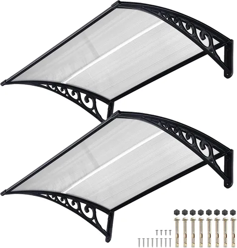 Vista 14 de Yescom - Paquete de 2 toldos de policarbonato para ventana de puerta de 40 x 40 pulgadas Tablero blanco y soporte negro