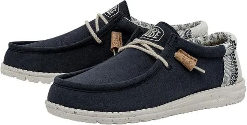 Vista 4 de Hey Dude Wally Linen para hombre Mocasines para hombre Zapatos sin cordones para hombre Cómodos y ligeros
