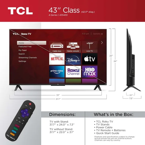 Vista 4 de TCL 43" Class 4-Series 4K UHD HDR Smart Roku TV – 43S455