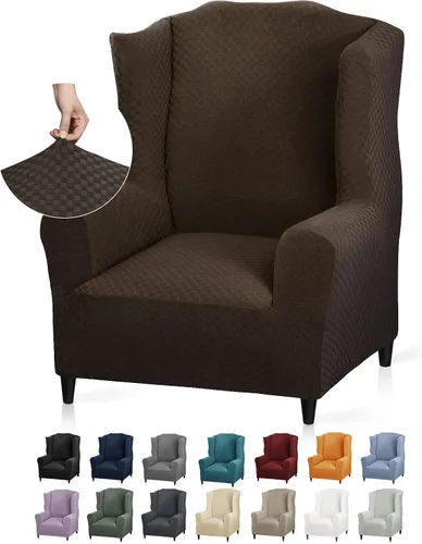 Vista 61 de YEMYHOM Funda elástica para silla con respaldo de 1 pieza con diseño jacquard más reciente, funda para silla con respaldo antideslizante, protector