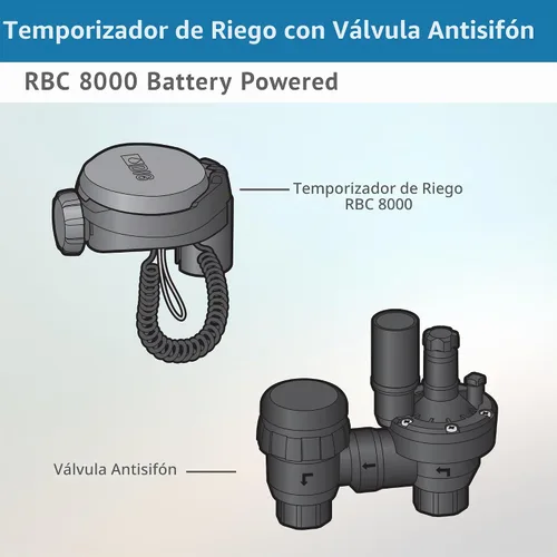 Vista 6 de DIG RBC 8000 Controlador automático de riego alimentado por batería con válvula antisifón de 3/4 pulgadas, avanzado, seguro y conveniente