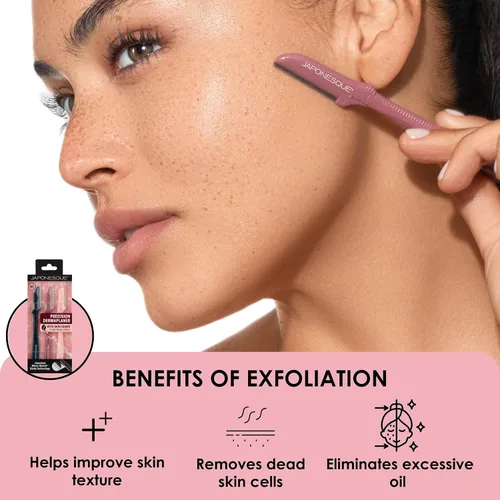 Vista 4 de JAPONESQUE Maquinillas de afeitar faciales Dermaplaner de precisión: juego de 2 unidades, 6 piezas, maquinillas de afeitar de cejas y cabello facial