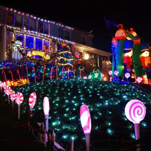 Vista 5 de TW SHINE - Luces de Navidad que cambian de color, 200 luces LED RGB de 66 pies, luces de Halloween para exteriores con control remoto, impermeables