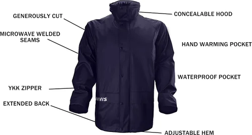 Vista 6 de NAVIS MARINE Rain Suit for Men Heavy Duty Workwear Waterproof Jacket with Bib Pants 3 Pieces