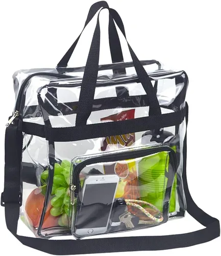 Vista 8 de Clearworld Bolsa transparente aprobada para estadios, transparente de 12 x 12 x 6 pulgadas, con bolsa frontal para accesorios para viajes, gimnasio