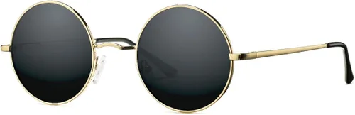 Vista 2 de COASION Gafas de sol polarizadas redondas retro con círculos UV400