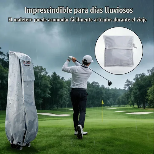 Vista 6 de Funda de lluvia para bolsa de golf, duradera, a prueba de polvo, equipo impermeable para viajes, bolsa de golf, capucha de lluvia de 50.4 pulgadas