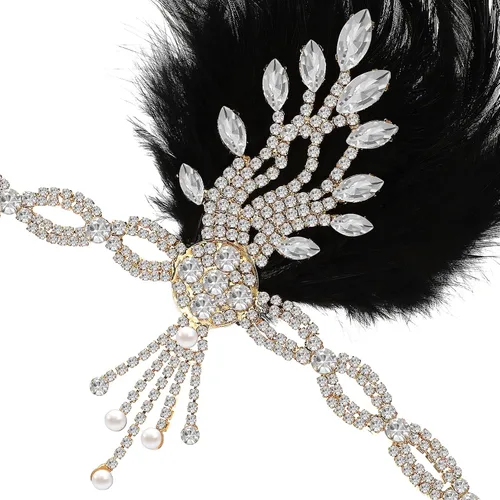 Vista 7 de FRCOLOR Diadema de cristal de los años 20, accesorios para el cabello de Gatsby para mujer