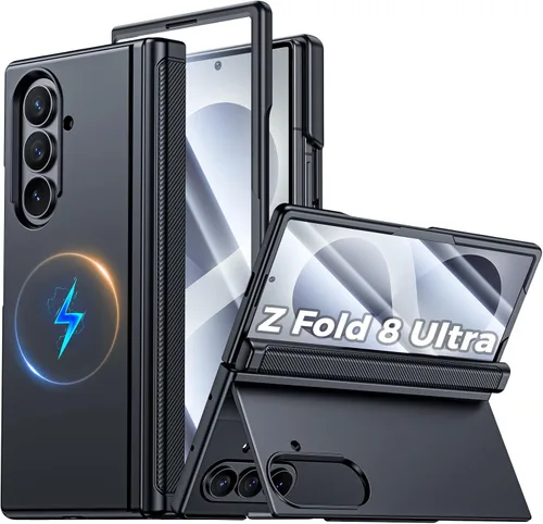 Vista 10 de CENMASO - Funda magnética para Samsung Galaxy Z Fold 7 con soporte, compatible con Magsafe, protección de bisagra, protector de pantalla, soporte