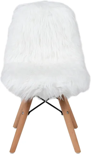 Vista 11 de Flash Furniture Silla de acento blanca para niños Shaggy Dog