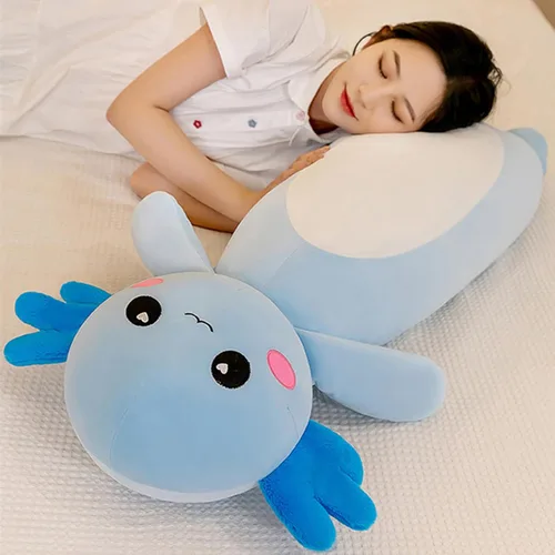 Vista 2 de Somao Almohada de Felpa Larga de Axolotl, Lindo Cuerpo de Animal de Peluche de Axolotl, Suave Peluche de Muñeca de Axolotl para Niñas y Niños