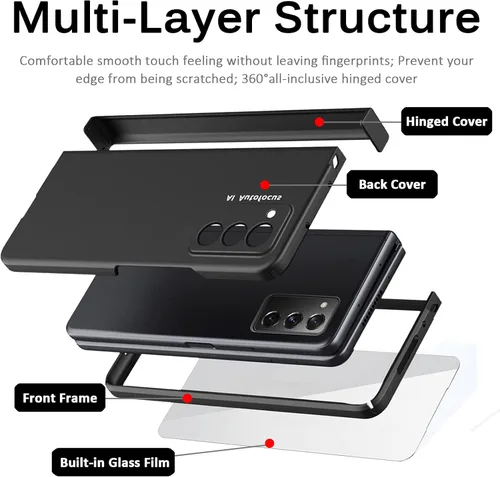 Vista 7 de Miimall Funda compatible con Samsung Galaxy Z Fold 2 con protector de vidrio duro todo incluido, antihuellas, a prueba de golpes, con bisagra