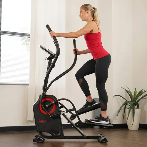 Vista 13 de Sunny Health & Fitness Cardio Climber Stepping Máquina de ejercicio elíptica para el hogar con 8 niveles de resistencia magnética, monitor