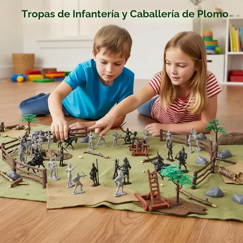 Vista 3 de Amor Present Juguetes de caballeros medievales, figuras de acción de caballero para niños Includes Cavalry, Foot Soldiers, Catapults Terrain. for