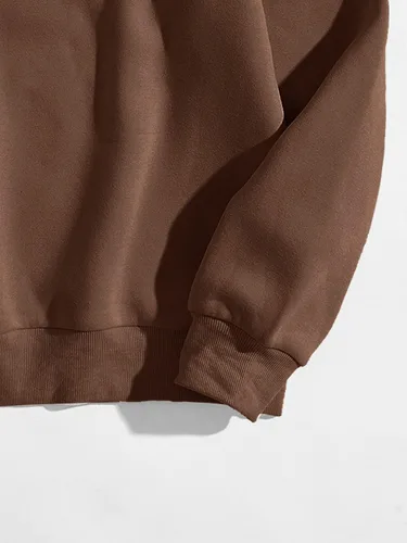 Vista 4 de MakeMeChic Sudadera casual de manga larga de gran tamaño con cuello redondo para mujer