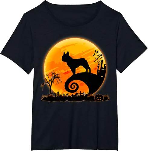 Vista 77 de Camiseta divertida de disfraz de Halloween para perro y luna de Bulldog francés, Negro, S