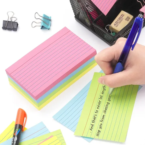 Vista 7 de Tarjetas de índice de color Tamaki 3 x 5 Tarjetas de notas rayadas Tarjetas flash para estudiar, tarjetas de índice rayadas para el hogar