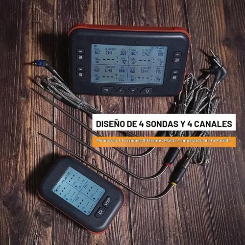 Vista 3 de ChefsTemp Quad XPro - Termómetro inalámbrico para carne, alarma de barbacoa de largo alcance de 1000 pies, pantalla profesional de temperatura