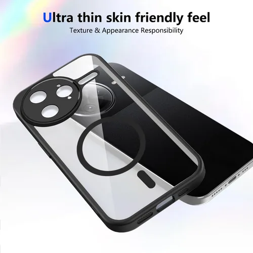 Vista 624 de Funda magnética transparente compatible con Xiaomi 17T, color negro 2 en 1 PC + TPU cubierta de teléfono a prueba de golpes, carcasa protectora