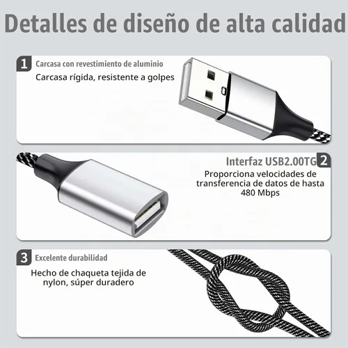 Vista 3 de Fidioto USB Y Splitter, A 1 Male to 4 Female USB Extension Cable, USBA Splitter Support Charging and Data Transfer for Printer/Keyboard/Flash