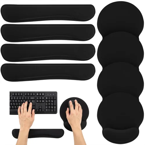 Vista 7 de Juego de 8 almohadillas ergonómicas para mouse y reposamuñecas para teclado, soporte de espuma viscoelástica para escribir cómodamente, accesorios